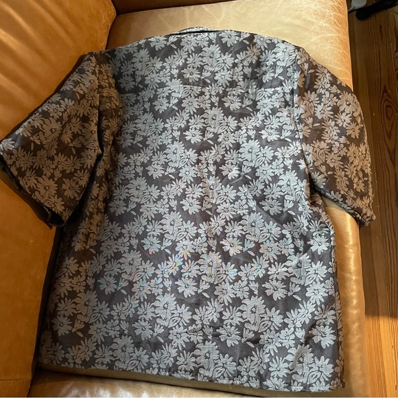 NWT COLLINA STRADA SSENSE Exclusive Brown Market Shirt floral flower texture - Picture 7 of 12